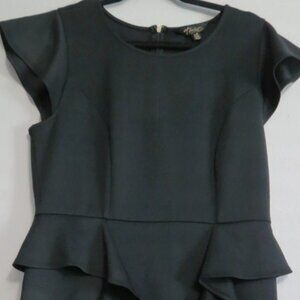 NWOT Thalia Sodi Black Women's Size Large Ruffle Short Dress Pencil Cut